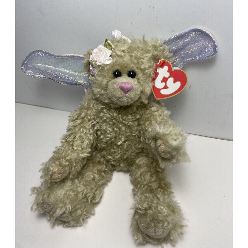 Ty Attic Treasures Plush Furry Tan Rafella Angel Bear with Wings Tag 1993 VTG